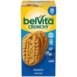 belVita Blueberry Breakfast Biscuits 4ct Packs, 25 Pack (100 Biscuits Total)