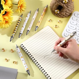 Clabby 12 Piece Ballpoint Pen Set with Bee Motif Retractable Ballpoint Pen Set Cartoon Ballpoint Pen for Christmas School Office Supplies Gift for Bee Lovers Teacher's Day