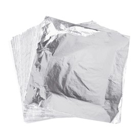 100 Sheets Gold Leaf, Imitation Silver Gilding Paper, 6.3" X 6.3" Aluminum Leaf Foil for Nail Art, Art Crafts, Home Decoration, Furniture,Painting