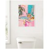 Kate and Laurel Tiger Bathtub Vibrant Dopamine Decor Framed Canvas