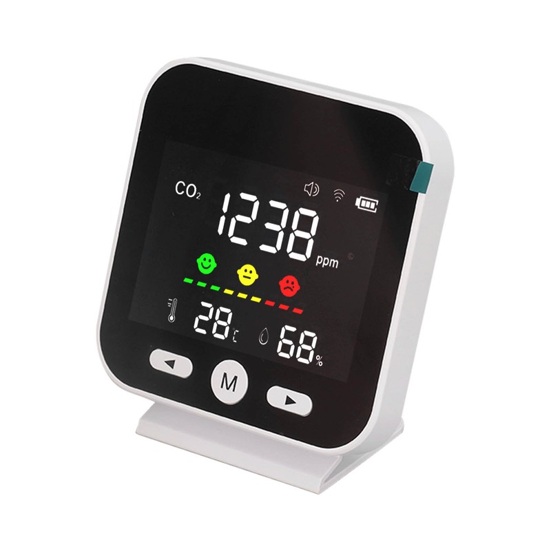 White Smart Air Quality Monitor LCD Screen WIFI CO2 Temperature