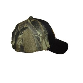 AES Born to Fish Forced to Work Fishing Black Face Camouflage Embroidered Cap Hat
