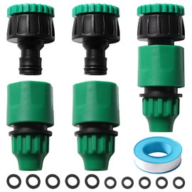 VooGenzek 6 PCS G1/2 G3/4 to 4/7 mm Micro Hose Connector Fitting Kit, Irrigation Quick Connector, Plastic Tap Connector, for Outdoor Taps and Hoses