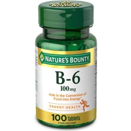 Nature's Bounty Vitamin B6 100mg Tablets - Supports Energy Metabolism & Nervous