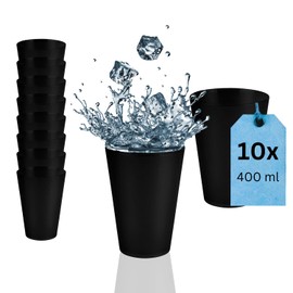 S&S-Shop 10 Plastic Drinking Cups 0.4 L Black Reusable Drinking Cups Cups Party Cups Reusable Cups Plastic Cups