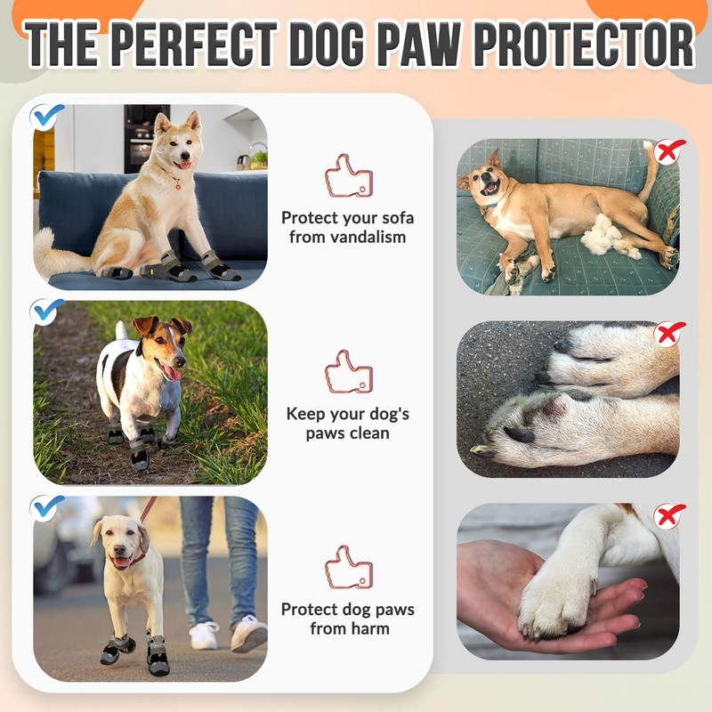 SlowTon Dog Boots - Waterproof Paw Protector for Winter, Dual