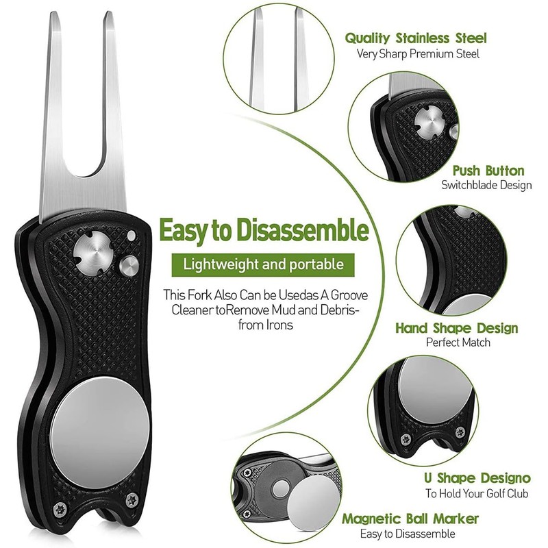SGERUFZ Golf Repair Divot Fork, Stainless Steel Golf Divot Multifunction