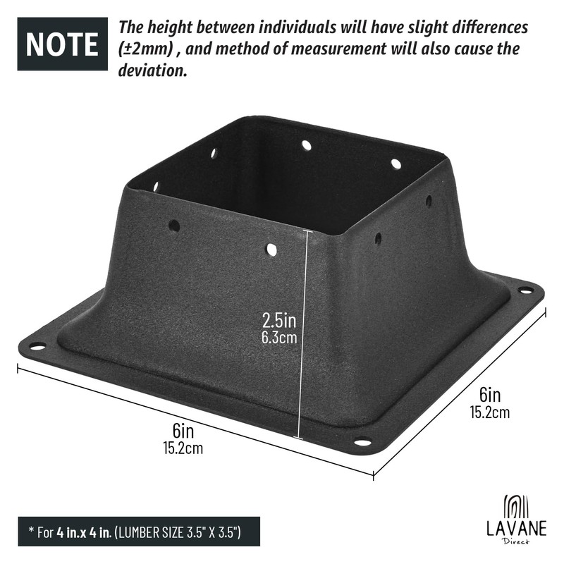 2PCS 4x4 inch Post Base, LAVANE Heavy Duty Powder-Coated Steel