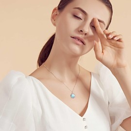 YAFEINI Sacred Heart of Jesus Necklace Sterling Silver Moonstone Pendant Catholic Jewelry for Women