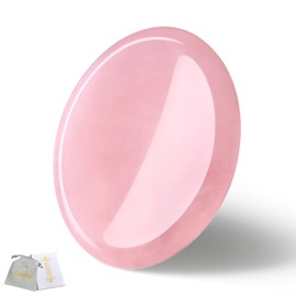 QINJIEJIE Rose Quartz Worry Stone Crystal Worry Stones Thumb Gemstone Oval Crystals Healing Stones Palm Stone Stress Relief Reiki Healing Meditation
