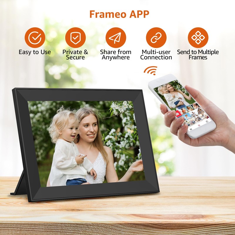 FRAMEO Digital Picture Frame WiFi 10.1 inch Digital Photo Frame