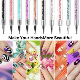 DANNEASY 10pcs Nail Paint Brush Set Nail Polish Brushes for Nail Art with Nail Liner Brush, Nail Dotting Pen, Nail Clean Up Brush Nail Brush for Home Use and Professional Nail Salon