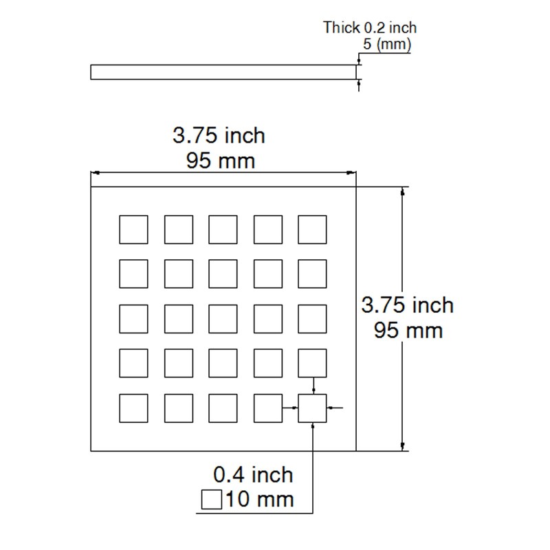 3.75" Shower Drain Cover - Square Floor Drain Cover -