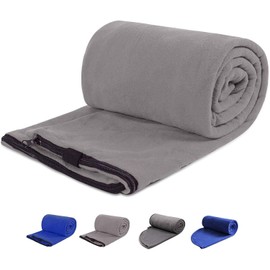 REDCAMP Fleece Sleeping Bag Liner for Adult Warm or Cold Weather, 75" Long Full Sized Zipper Camping Blanket for Outdoor Indoor Used with Sack, Grey