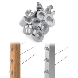 Muzata 10 Pack 3/8" ID Cable Railing Angle Washer 25 30 35 Degrees T316 Stainless Steel Angle Beveled Washer for 1/8" 5/32" 3/16" Cable Railing Hardware Kit CR60