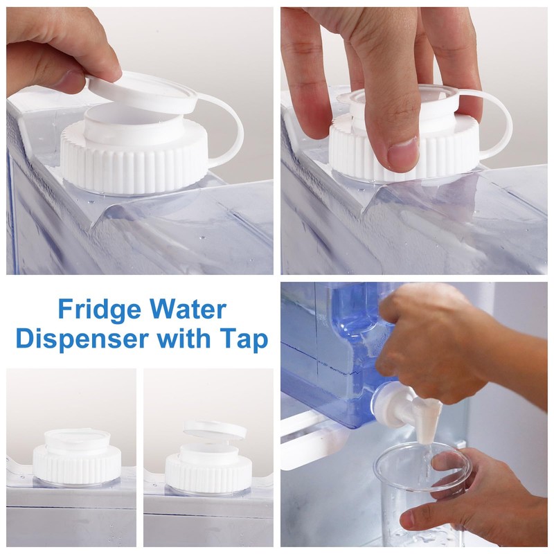 VIDETOL 3L Fridge Water Dispenser with Tap, 2 Pack Reusable