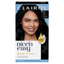 Clairol Nice'n Easy Permanent Hair Dye, 1N Deepest Black Hair Color, 1 Count