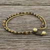 NOVICA Artisan Handmade Tigers Eye Beaded Anklet Brass from Thailand