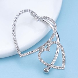 TseenYi Ear Cuff Wrap Earrings Punk Rhinestone Heart Cuff Earrings Silver Cz Ear Wrap Earrings Double Heart Crystal Ear Clip Wrap Around Earring Ear Jewelry for Women and Girls(1pcs)