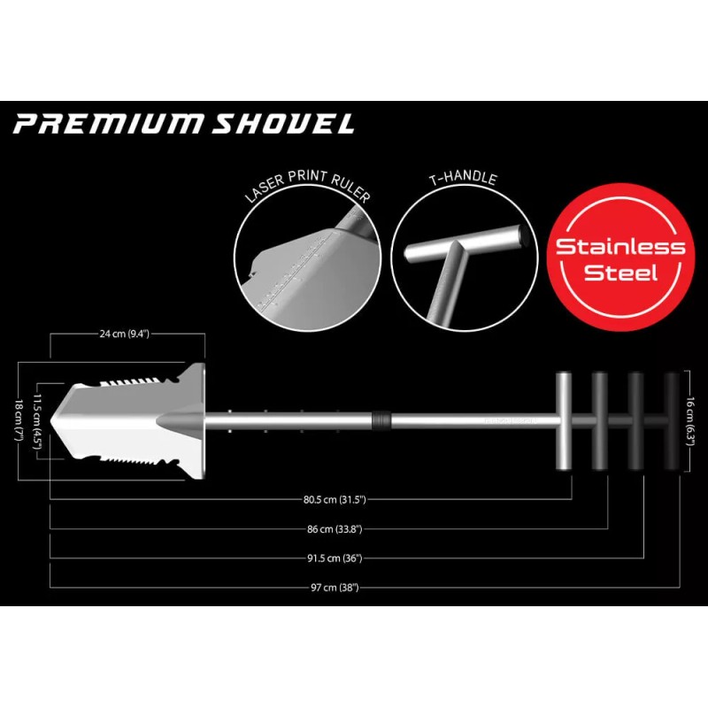 Nokta Makro Premium Metal Detecting Shovel - Adjustable & Stainless