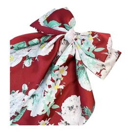 Elegant hair clip chiffon fabric floral pattern big bow knot hair clips (Red)