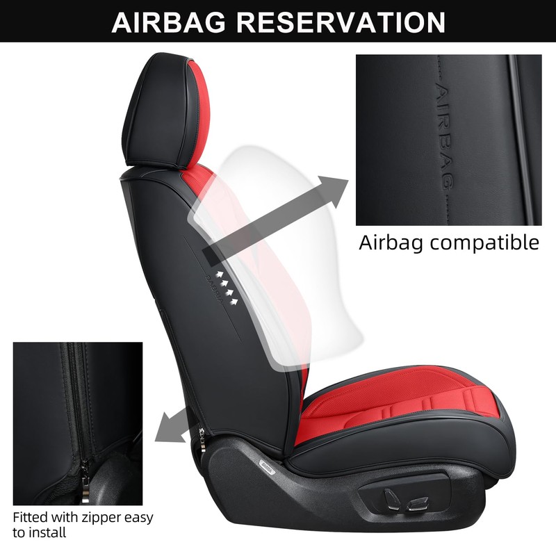 TIEHESYT Leather Seat Covers Front Pair with Lumbar Support, Breathable