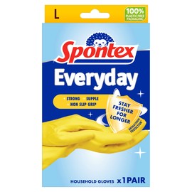 Spontex Everyday Rubber Gloves, size Large, One Pair of Gloves