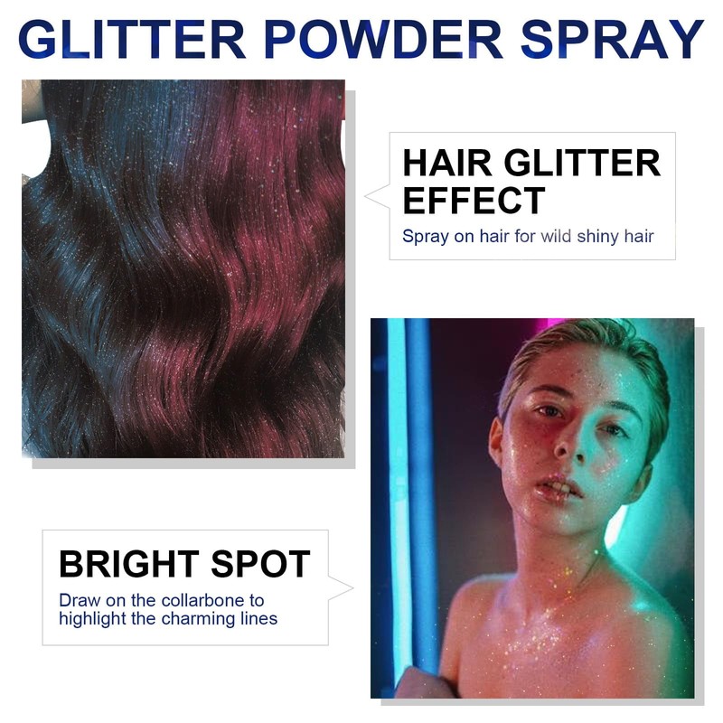Body Glitter, Body Glitter Spray, Long-Lasting Powder, Suitable for Stage,