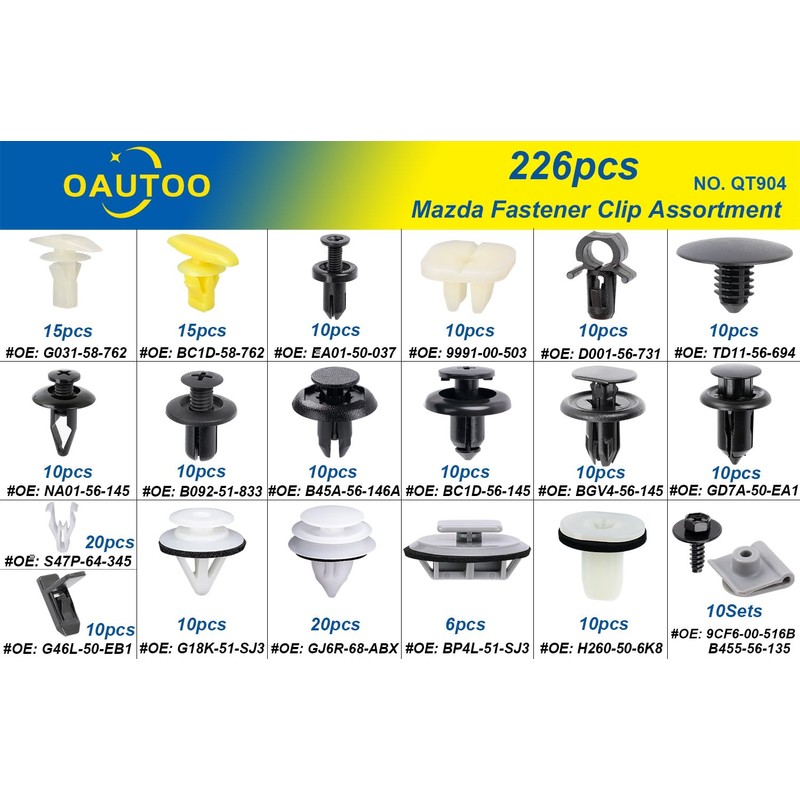OAUTOO 226pcs for Mazda Body Interior and Exterior Retainer Fastener