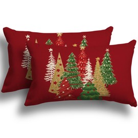 ZWJD 2 Pack of Sofa Cushion Covers 30 x 50 cm Christmas Cushions for Sofa Pillowcases Christmas Cushions Cotton and Linen Cushions for Sofa for Christmas Home Decorations
