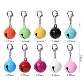 Molain 10 Pcs Cat Dog Collar Bells, Jingle Bell for Cat Collar,Dog Collar Charms,Colourful Pet Small Bells with Clasps,Pet Collar Accessories,Festival Party DIY Crafts Decoration