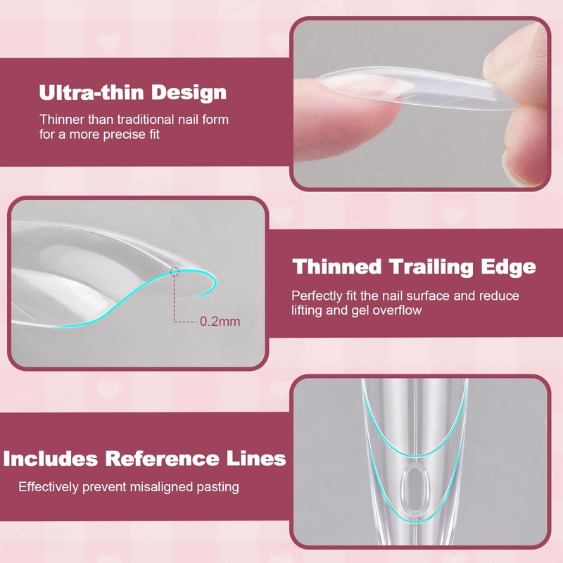 Plman 240 PCS Sandwich Nail Dual Forms, Nail Extension Kit