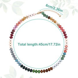 Mikovivi Boho Beaded Necklace, Colorful Natural Stone Necklace Oval Summer Rainbow Bead Choker Necklace Beach Jewelry Gift for Women