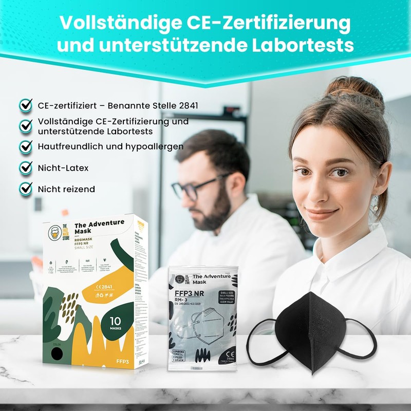 Black Small Size FFP3 Face Mask Disposable with Ear Loops