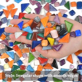 500g Irregular Mosaic Tiles Square - Assorted Multicolor Crystal Glass Mosaic Stones for Art & Crafts Home Decoration, Wall, Photo Frame