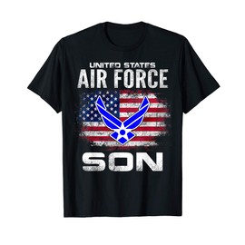United States Air Force Son With American Flag Gift Women Kids Men T-Shirt