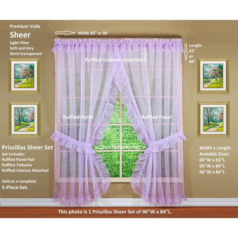 Today's Curtain, Emelia Priscilla Sheer Pair 60" W x 84"