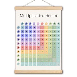 Multiplication Square Poster Hanger Frame, Multiplication Poster for Kids, Times Table Chart Math Learning Posters for Classroom Kids Room Playroom Elementary School Middle School Decor, 12.5x17 Inch
