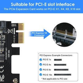 YABOANG PCI Express SATA(Pcle), PCI Express to SATA 3.0 controller card,2-port SATA III 6Gbps expansion PCI-E (1X 4X 8X 16X) cards for Windows10/7/8/XP/Vista/linux etc. Support SSD and HDD