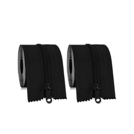 MAYOKEN® 2-Pack Black Heavy Duty Peel & Stick Zipper, 7ft x 3in, Double-Sided Self-Adhesive Zipper Door for Dust Barriers, Greenhouses, Construction Sites