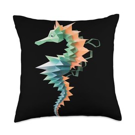 Origami Master Folding Paper Craft Origami Seahorse Japanese Art Paper Folding Artist Throw Pillow, 18x18, Multicolor