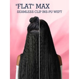 Real Human Hair Clip in Extensions - Seamless Clip ins, 100% Remy Human Hair, Black Women, Kinky Straight, 110g, 16 Inch Natural Black