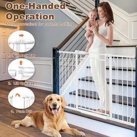 Extra Wide Baby Gate 53.1-62.2 Inch, Pressure Mounted Dog Gate Indoor, Walk Thru Pet Gate for Cat Dog Child,Pet Gates for The House Doorway White