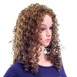 SWACC 20-Inch Long Big Bouffant Curly Wigs for Women Synthetic Heat Resistant Fiber Hair Pieces with Wig Cap (Light Dirty Brown-12#)