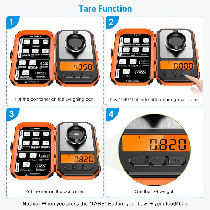 AMIR 50g/0.001g Digital Gram Scale, Portable Jewelry Scale, High Precision