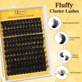 QUEWEL Lash Clusters 200D Cluster Lashes Mix10-18mm 0.07 D Crul Individual Lashes Soft Volume Eyelash Clusters Natural Look DIY Eyelash Extension at Home(RR-3D 200D MIX10-18)