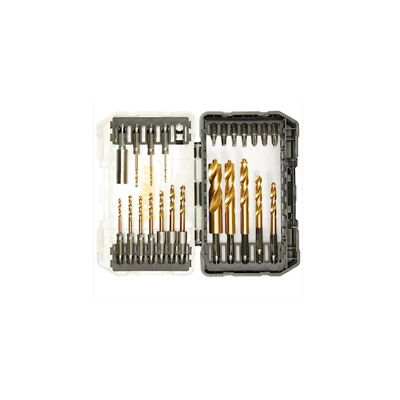 DEWALT 23 Pc Hex Titanium Nitride Twist Drill Bit Set,