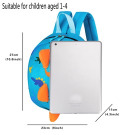 YUPING Toddler kids Dinosaur Backpack Book Bags with Safety Leash for Boys Girls (Style:8 Blue)