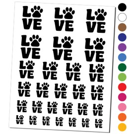 Love Stacked Paw Print Temporary Tattoo Water Resistant Fake Body Art Set Collection - Black (One Sheet)