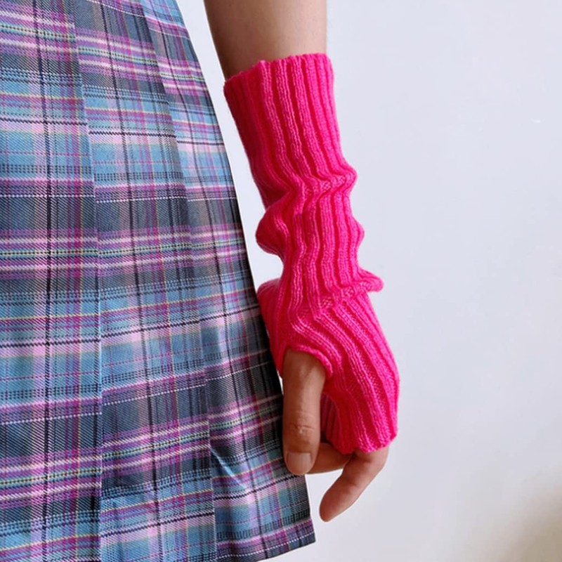 shunxinersty Knit Sleeve Knit Arm Sleeve Thumb Hole Glove Winter
